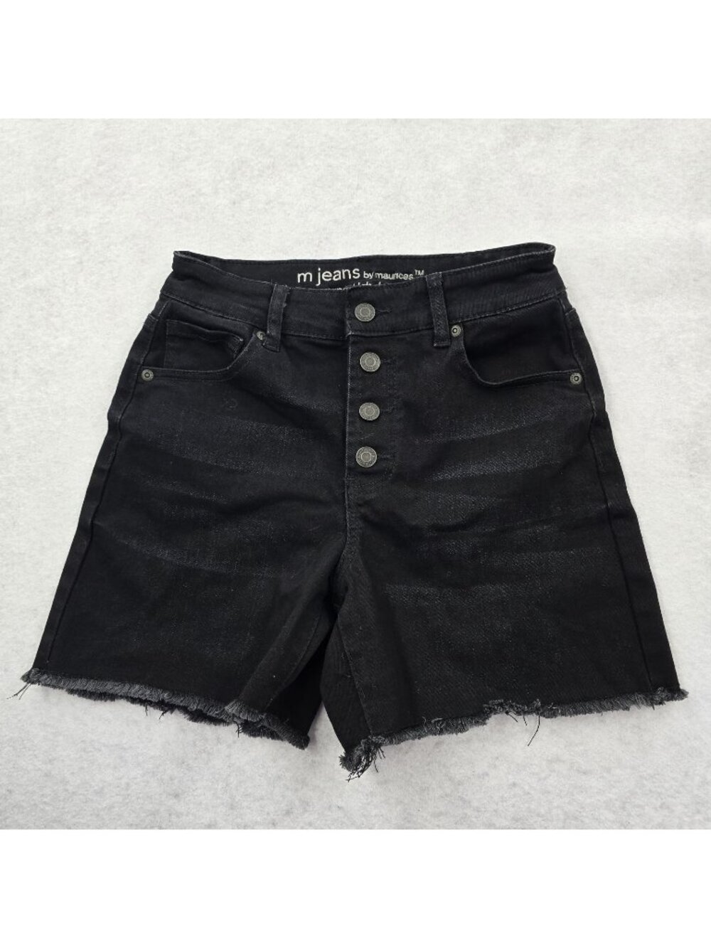 Maurices M Jeans Super High Rise Stretch Denim Shorts Size 2 Button Fly Raw Edge